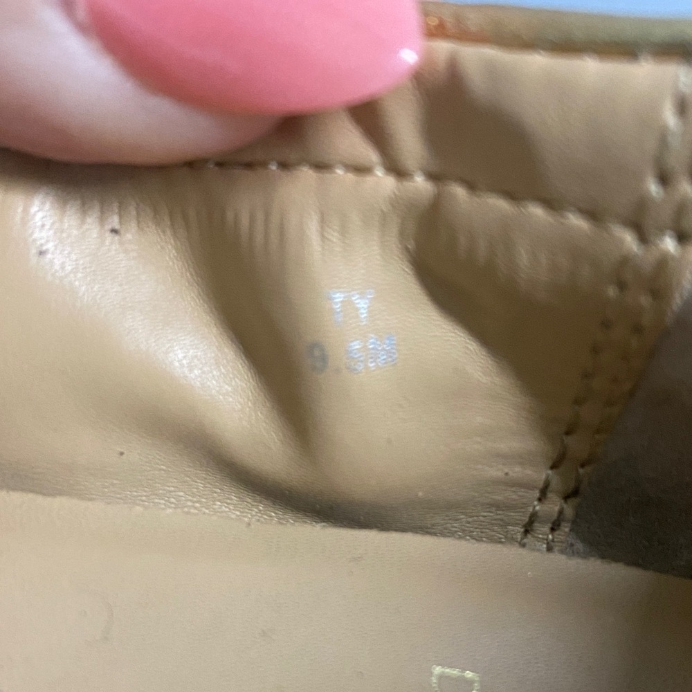 Donald J Pliner Gold Metallic Ballet Flats Women’s 9.5 Leather Bow Square Toe De - Picture 3 of 8